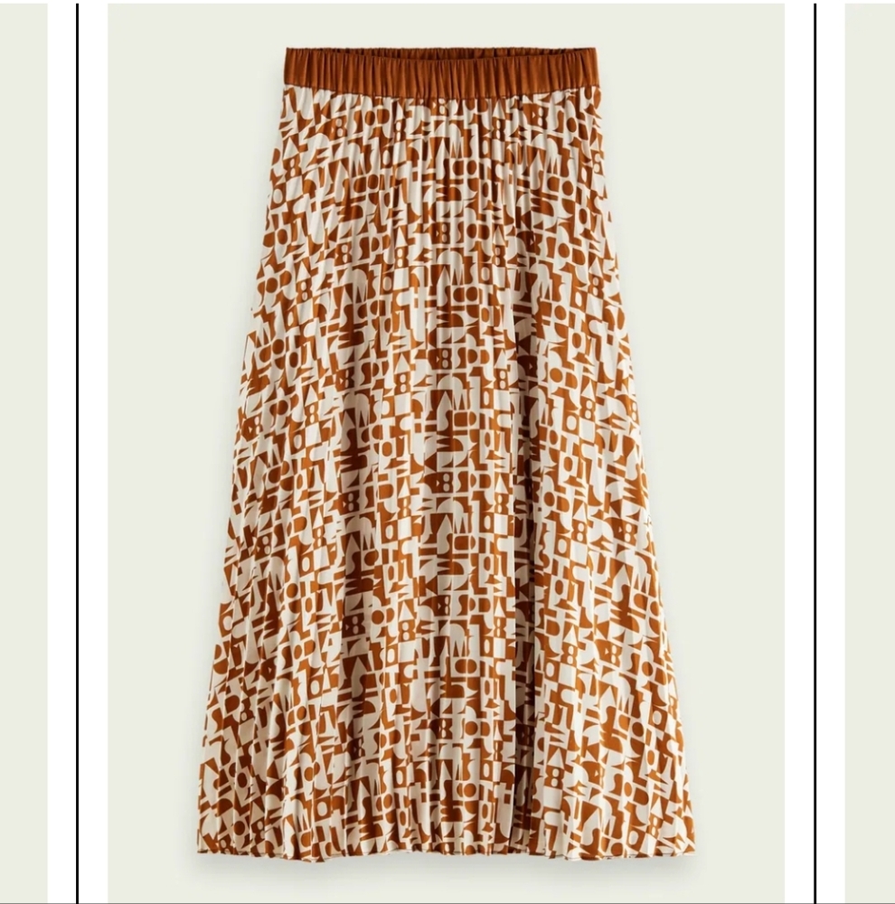 SCOTCH & SODA | Printed Plisse Midi Skirt